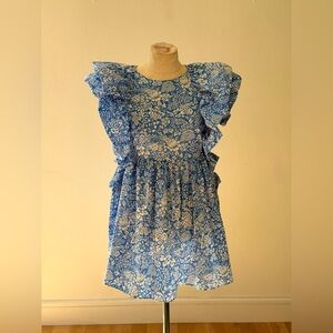 Zara Blue & White Floral Ruffle Dress